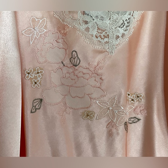 Madison Studio Satin Chemise and Robe Set in Soft Peach - Picture 2 of 9